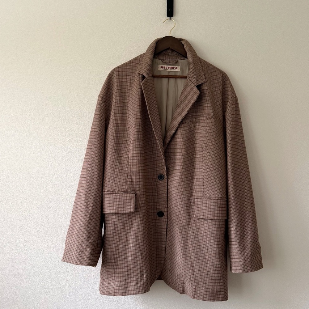 Free People Oversized Reggie Blazer in Ginger Combo Size L - Picture 5 of 15